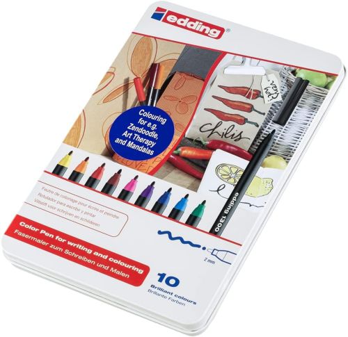 [4-1300-10] Caja metálica 10 rotuladores Edding 1300 colores surtidos