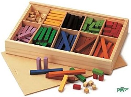 [44-1] Caja de madera con departamentos con 300 regletas colores 1x1cm faibo