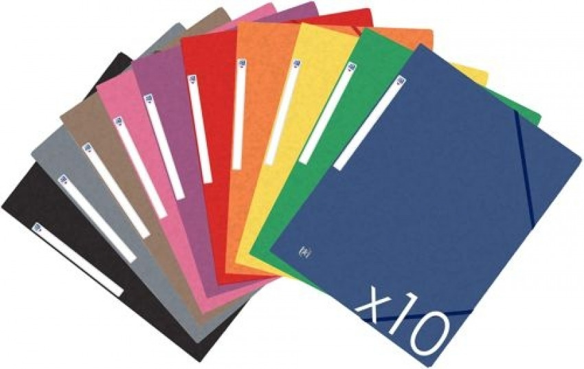 Paq/10 carpeta carton de gomas y solapas a4+ colores vivos surtidos