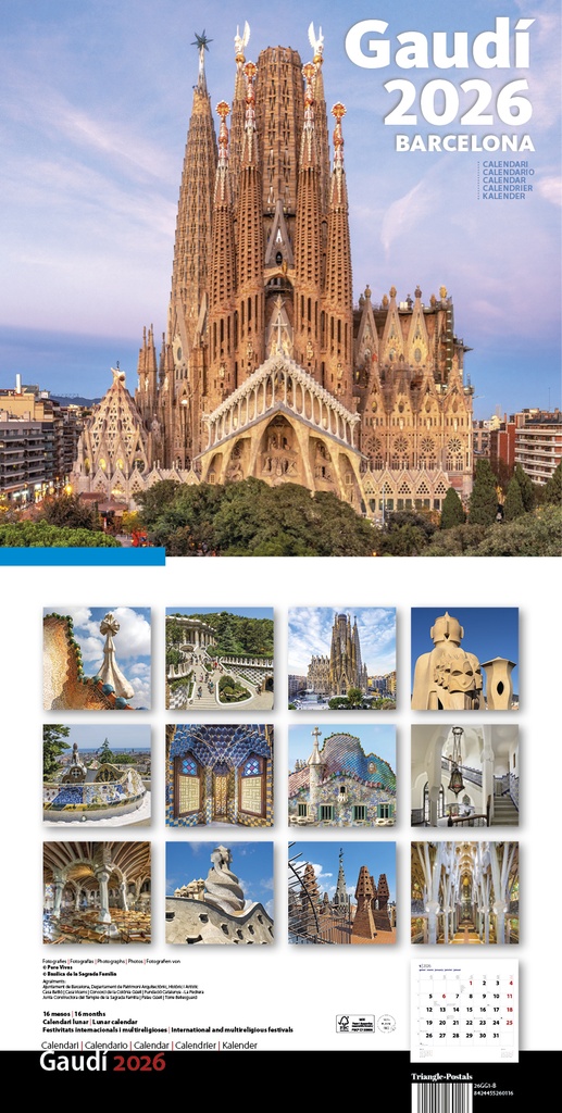 Cal. 2026 Pared (30x30 cm) Gaudí-1 B (Sagrada Familia)