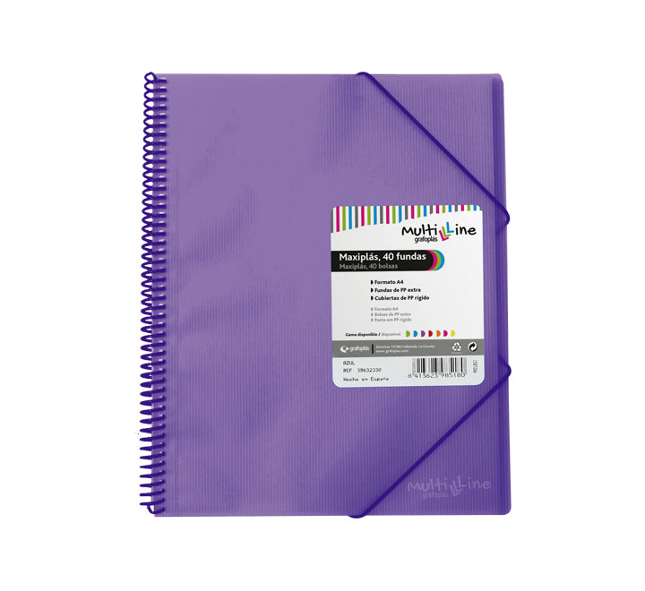 CARP. GRAFOPLAS 40 FUNDAS MAXIPLAS C/ESPIRAL LILA