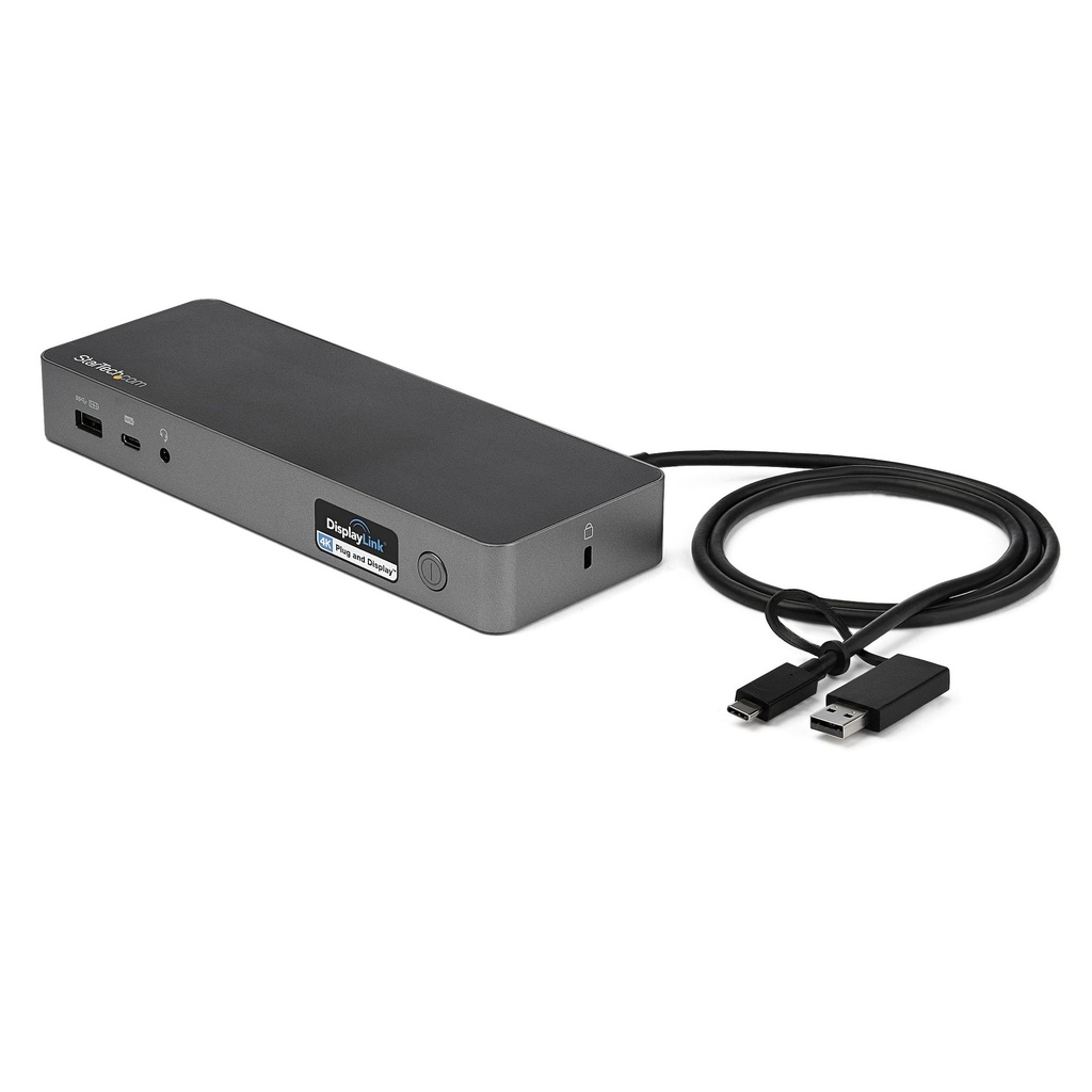 [DK30C2DPPDUE] Docking Station Universal para Portátil - Replicador de Puertos Híbrido USB-C/-A - 2x HDMI y DP 4K - PD 60W - Mac / Windows / Chrome OS - Hub de 4 Puertos USB 5Gbps - Ethernet