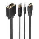 Cable Conversor SVGA+Audio a HDMI, SVGA/M+Jack 3.5/M+USB-A/M-HDMI A/M, Negro, 1.5m