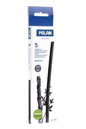 [7802] CAJA 5 CARBONCILLOS NATURAL MILAN 6-8MM
