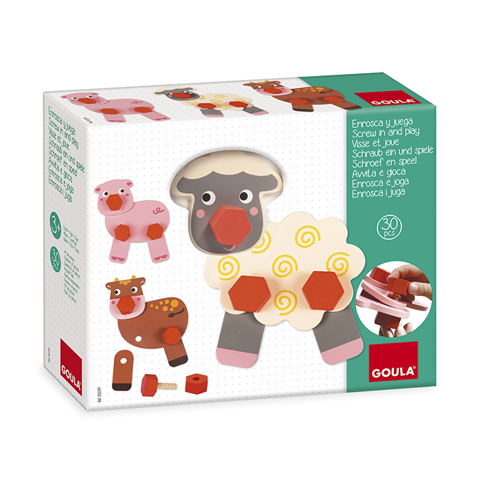 JUEGO GOULA DIDACTICO ENROSCA Y JUEGA ANIMALES GRANJA 62808