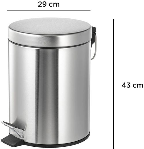 PAPELERA METALICA CON PEDAL CROMADA 43X29CM 20 LITROS