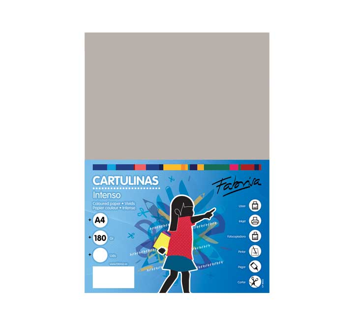[15465] PAQ. 50H CARTULINA FABRISA 180GR A4 GRIS