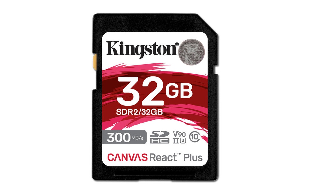 32GB Canvas React Plus SDHC UHS-II 300R/260W U3 V90 for Full HD/4K/8K