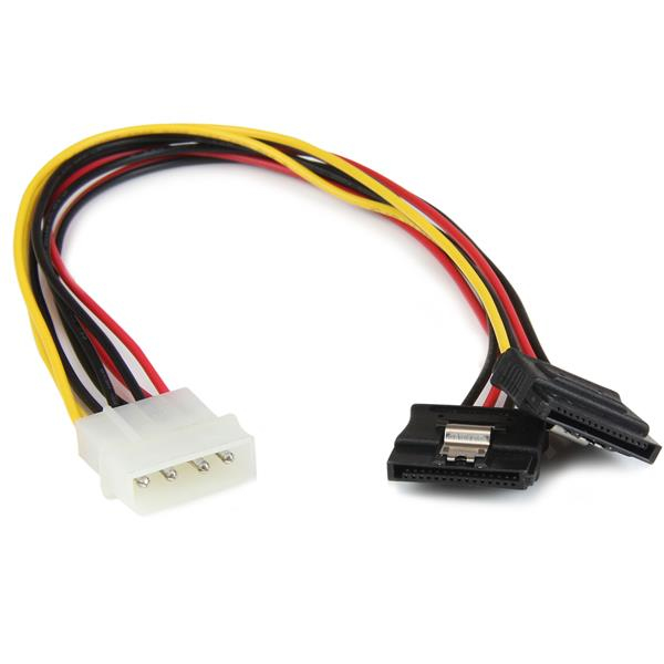[PYO2LP4LSATA] Adaptador Cable 30cm Divisor de 4 Pines LP4 a Doble SATA Cierre Seguridad Pestillo Latches