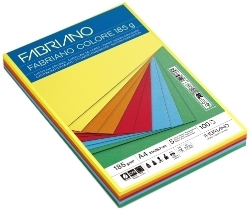 [S323A455] CARTULINA A4 FABR. 185g P/100 COL.INTEN.