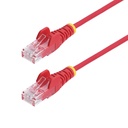 Cable de Red Ethernet CAT6 Delgado sin Enganches Rojo de 3m - Cable RJ45 Snagless Slim 28AWG - Alambre de Cobre Puro - PoE 100W - con Alivios de Tensión - LSZH - Probado con Fluke
