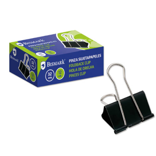 [321722] PINZA SUJETAPAPELES 32 MM. PALA ABATIBLE COLOR NEGRO BISMARK 321722