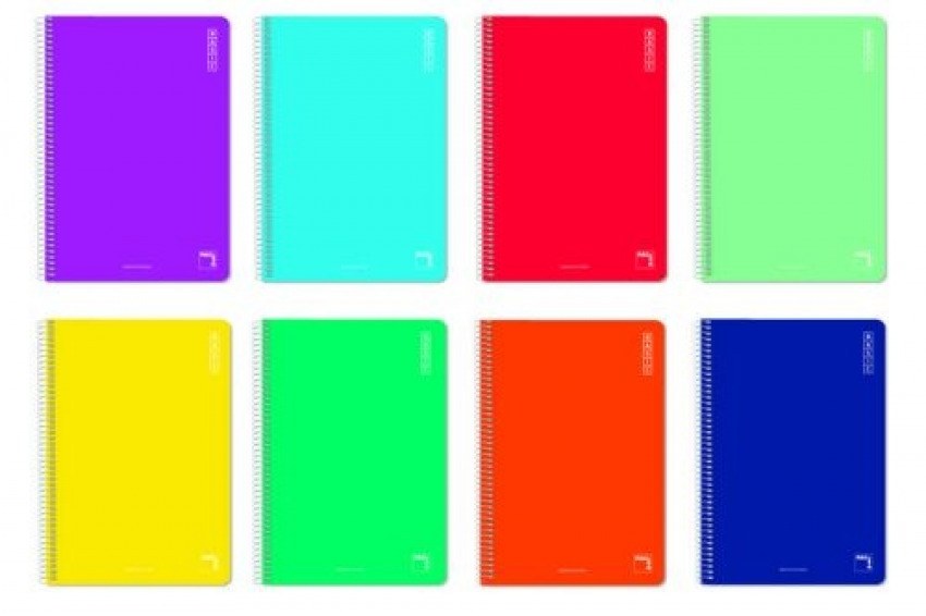 Paq/10 cuaderno espiral 4º 80h 60g. pauta 3.5 c/m tapa carton pacsa