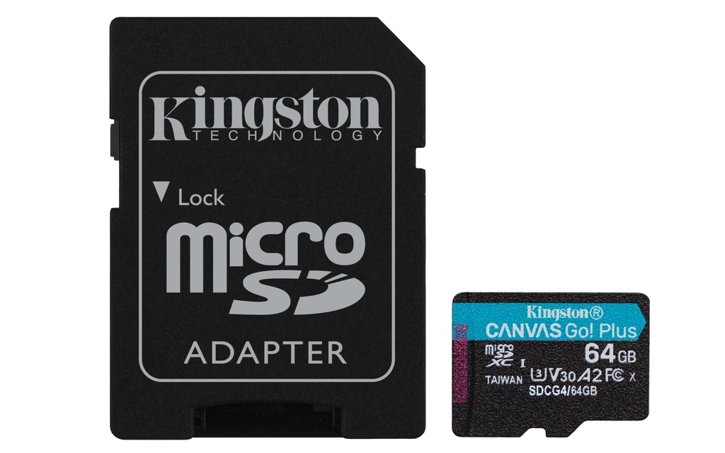 TARJETA MICRO SD 64GB KINGSTON CANVAS GO + ADAPT. 200MB/S