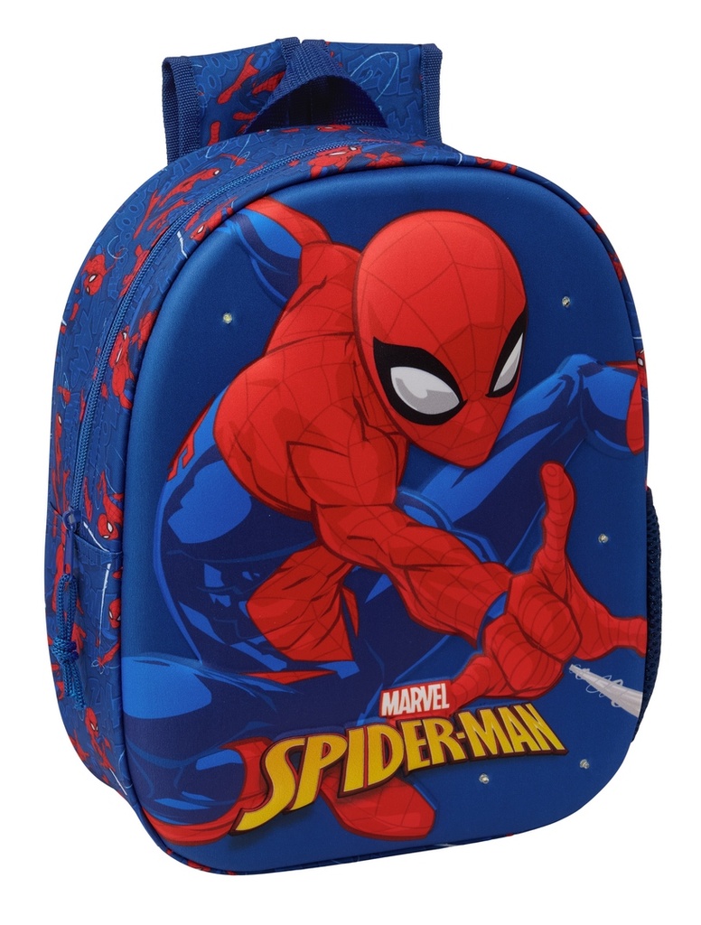 MOCHILA 3D CON LEDS SPIDER-MAN 3D 27x33x10cm