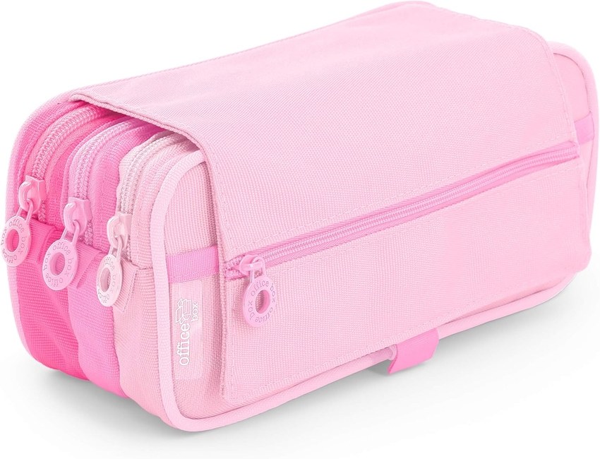 PORTATODO TRIPLE CON SOLAPA BLUSH COLOR ROSA