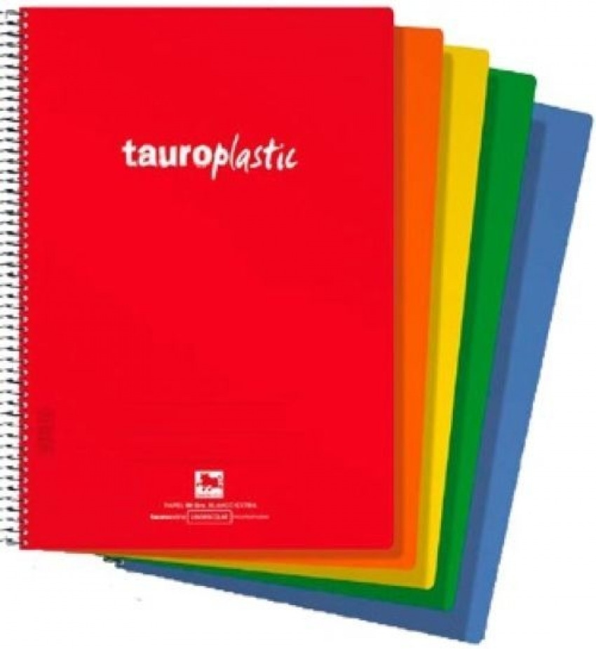 Paq/8 cuaderno espiral 4º 80h 90g cuadrícula 4x4 c/m tauroplastic tapa pp colores surtidos