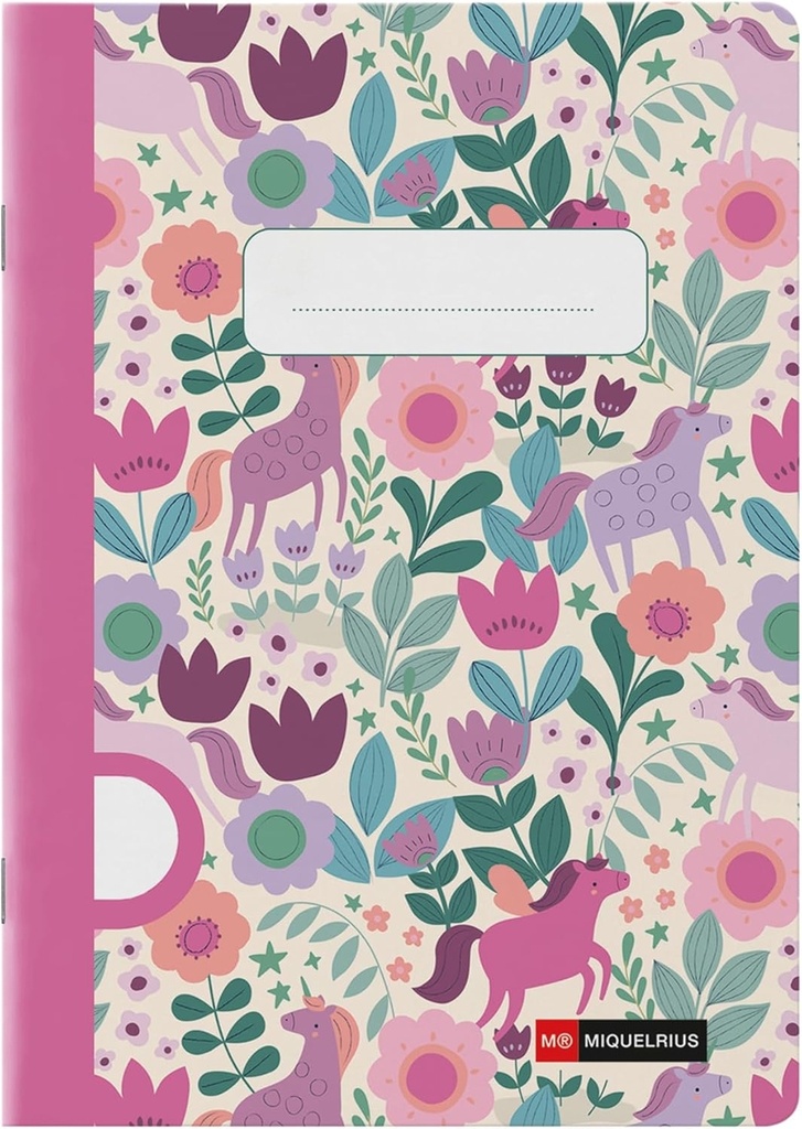 CUADERNO GRAPA A5 48H LIS 90G FLOWE UNICORN 148x210mm