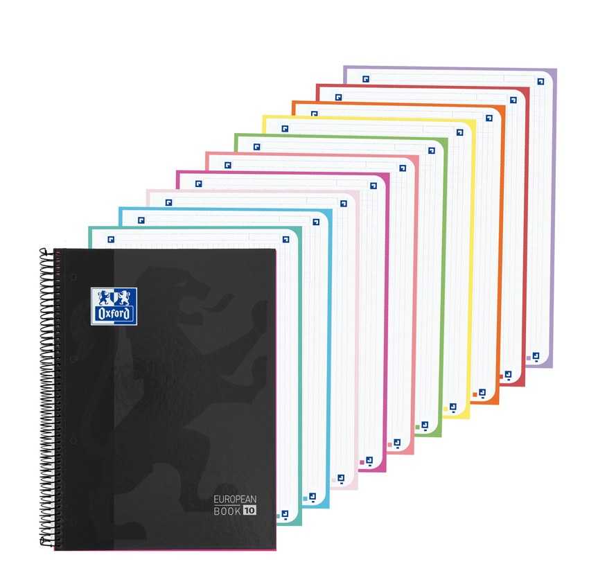 Paq/5 cuaderno espiral a4+ 200h 90g. cuadricula 5x5 ebook10 xl color negro