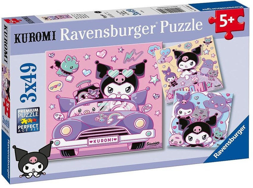 PUZZLE 2D KUROMI 3X49 PIEZAS