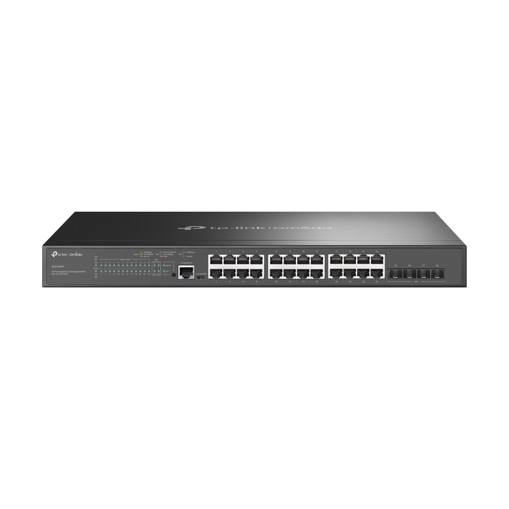 [SG3428MP] Omada SG3428MP switch Gestionado L2+ Gigabit Ethernet (10/100/1000) Energía sobre Ethernet (PoE) 1U Negro