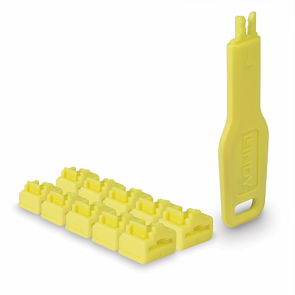 [47900] 47900 bloqueador de puerto Bloqueador de puerto + clave RJ-45 Amarillo Acrilonitrilo butadieno estireno (ABS) 10 pieza(s)
