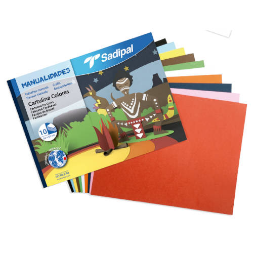 [05980] BLOC 10 CARTULINAS DE COLORES 32X24 CM. COLORES SURTIDOS SADIPAL 05980 - Color no elegible