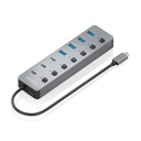 Hub USB3.2 Gen2 10G USB-C, USB-C/M-4xUSB-A/H+3xUSB-C/H+1xUSB-C/H PD3.0 100W, Gris, 30cm