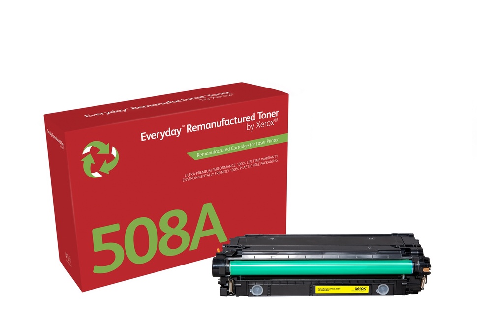Remanufacturado Everyday Tóner Everyday Amarillo remanufacturado de Xerox es compatible con HP 508A (CF362A), Capacidad estándar