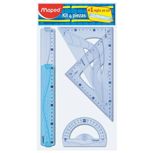 [897112] KIT DE 5 PIEZAS DE TRAZADO 2 REGLAS/CARTABON/ESCUADRA Y TRANSPORTADOR MAPED 897112
