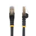 Cable 7m Ethernet CAT6a - Cable de Red de 10 Gigabits Blindado Snagless RJ45 PoE de 100W - Latiguillo STP de 10GbE con Alivio de Tensión - Fluke - UL - TIA - Negro