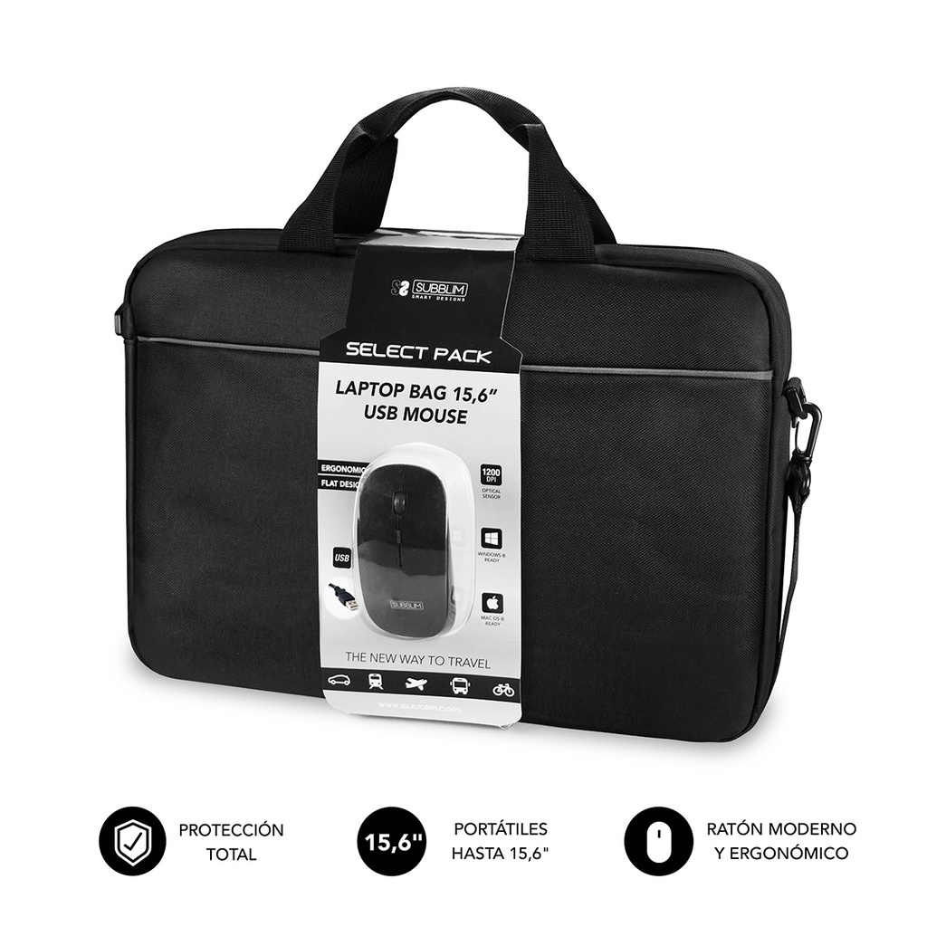 [SUB-LB-2SP0001] Maletín con Ratón Select Pack Wired Mouse USB + Laptop bag 15,6