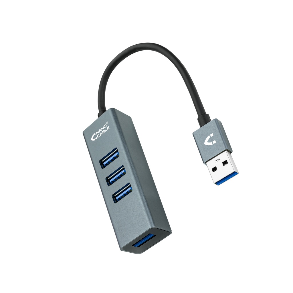 USB 3.0 4xUSB3.0. USB-A/M-USB 3.0/H, Gris, 10 cm