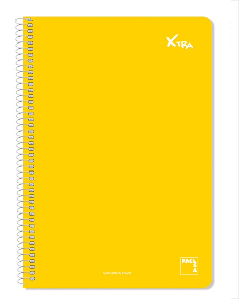 [16050] CUADERNO SERIE XTRA 60GR.TAPA CONTRACOLADA FOLIO (215X310MM.) 80 HOJAS CUADRÍCULA 4X4 COLOR AMARILLO PACSA 16050