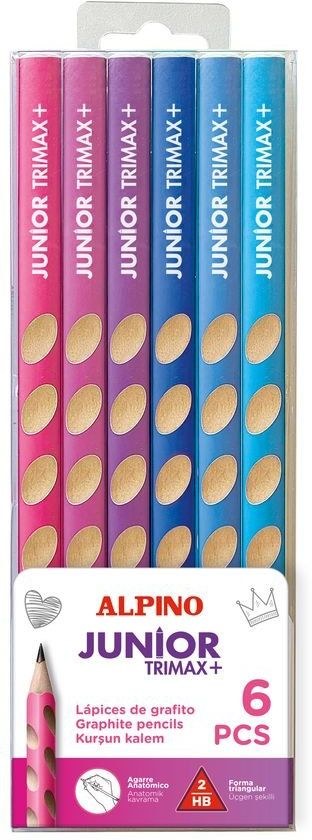 Estuche 6 lapices alpino junior trimax + chic colors mina hb