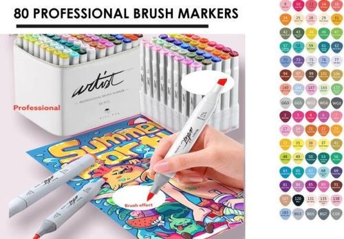 Estuche 80 rotuladores professional brush doble punta