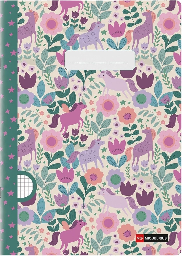 CUADERNO GRAPA A4 48H CLA 90G FLOWE UNICORN 210x297mm