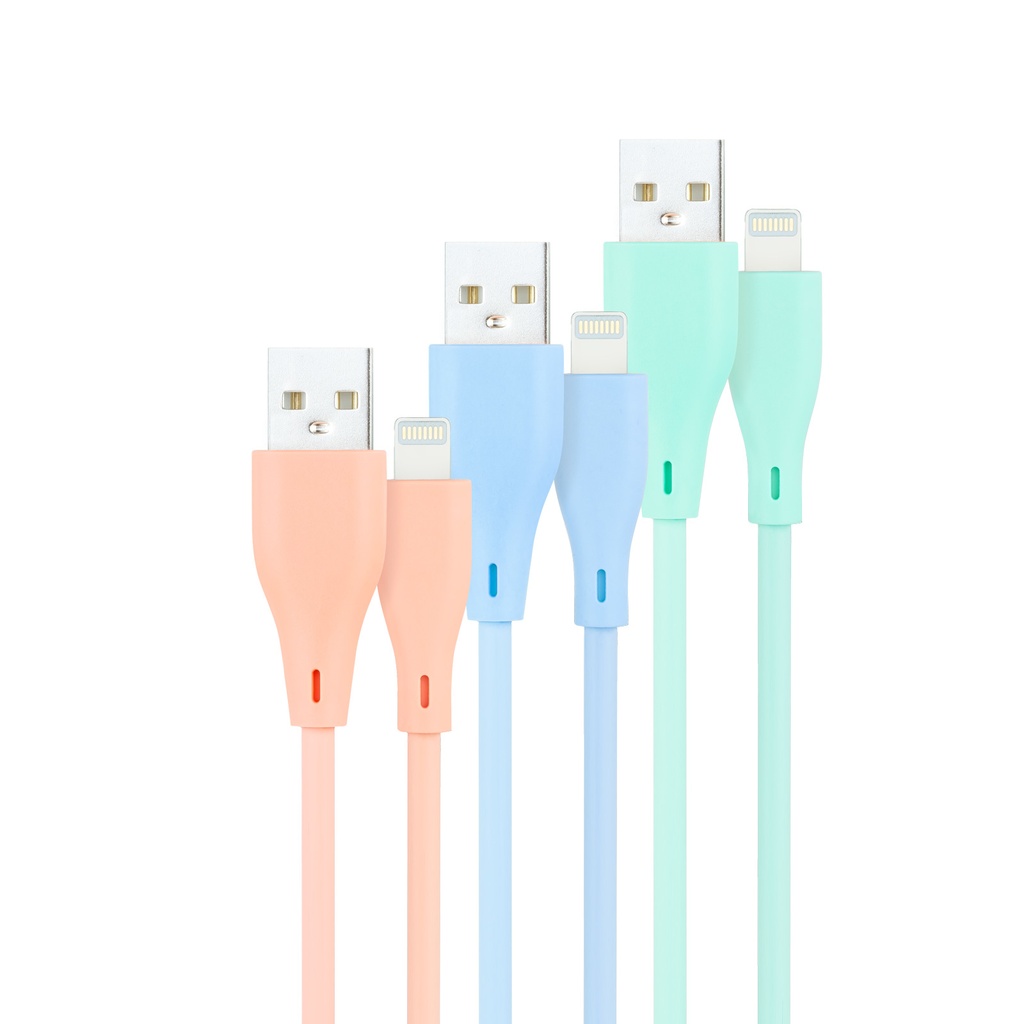 [10.10.0401-A1] 3 Cables Lightning a USB 2.0, Lightning/M-USB A/M, Rosa, Azul y Verde, 1 m