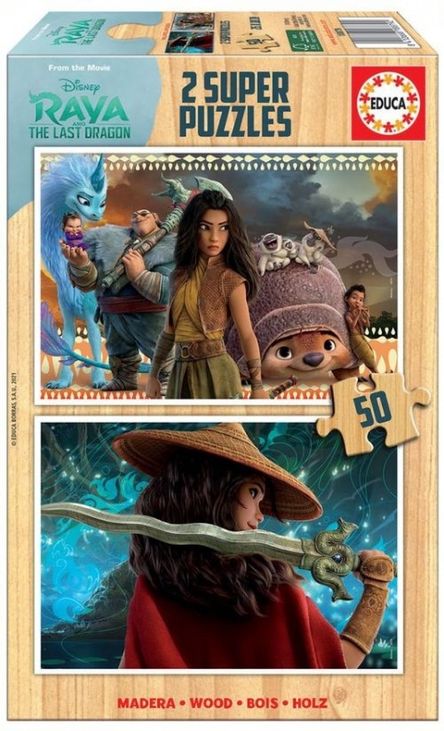 Raya &amp;the last dragon puzzle madera 2x50 piezas