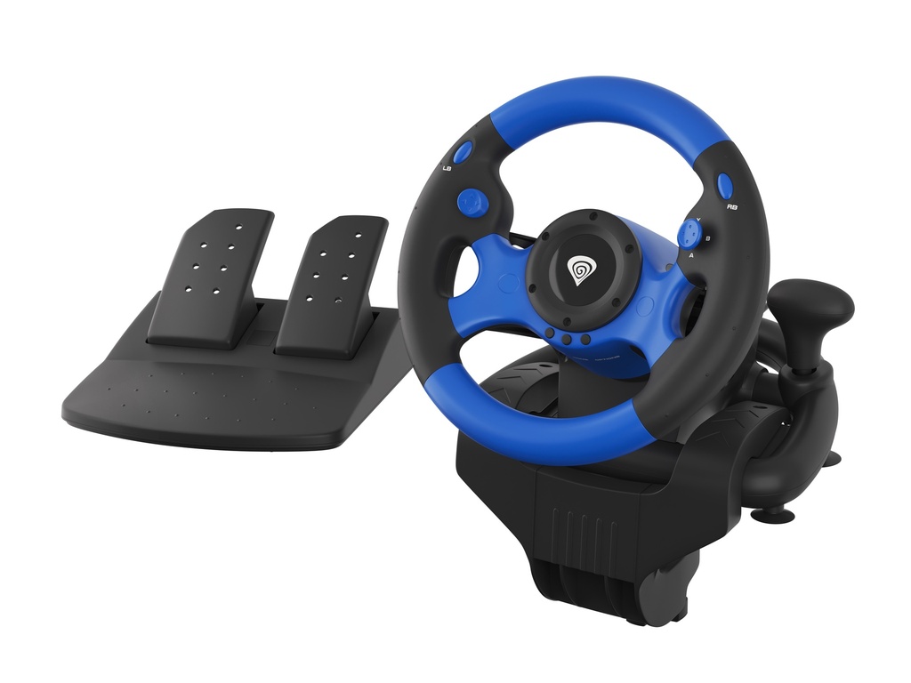 [NGK-1566] Seaborg 350 Negro, Azul USB Volante + Pedales Nintendo Switch, PC, PlayStation 4, Playstation 3, Xbox 360, Xbox One, Xbox Series S, Xbox Series X