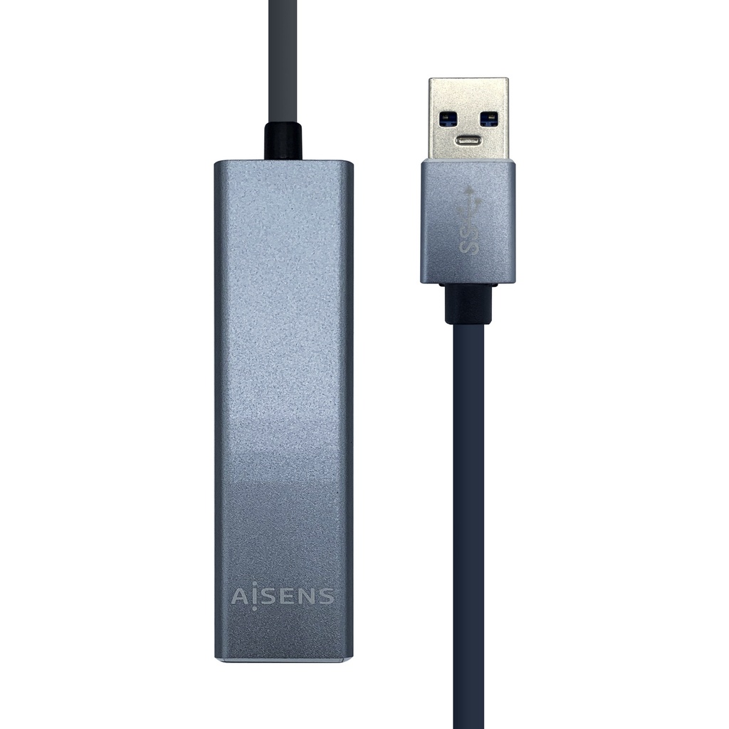 [A106-0401] Conversor USB 3.0 a ethernet gigabit 10/100/1000 Mbps + Hub 3 x USB 3.0, Gris, 15 cm