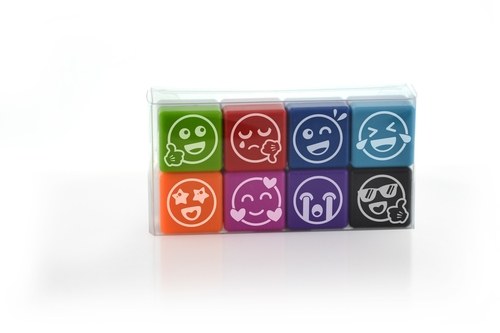 [0607] OFFICE BOX SELLOS DE MOTIVACIÓN VIVES 2,5X2,5CM COLORES SURTIDOS PACK 8 UD - Color no elegible