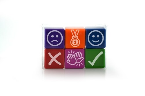 [0609] OFFICE BOX SELLOS DE MOTIVACIÓN ICONS 2,5X2,5CM COLORES SURTIDOS PACK 6 UD - Color no elegible