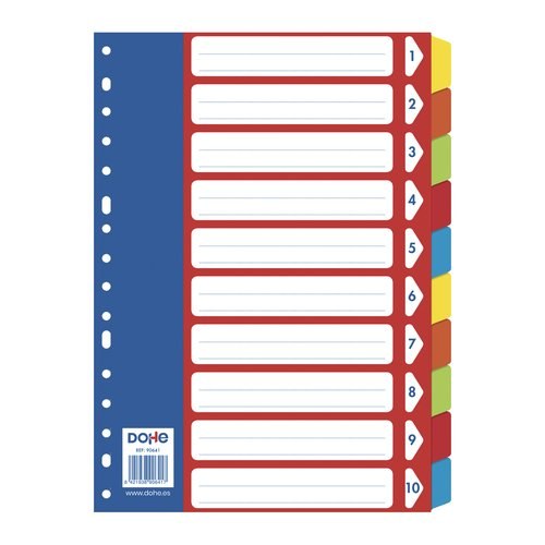 [90641] SEPARADORES DOHE CARTON COLORES A4 10 ps