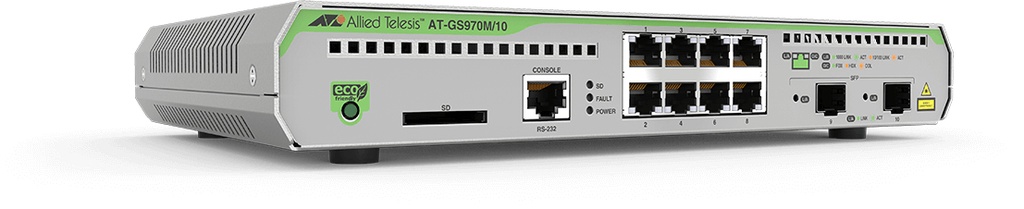 [990-005798-50] AT-GS970M/10-50 Gestionado L3 Gigabit Ethernet (10/100/1000) Energía sobre Ethernet (PoE) 1U Negro, Gris