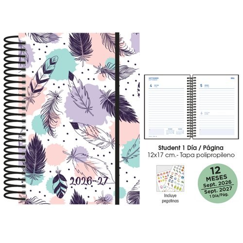 [21871262] AGENDA ESCOLAR 26-27 STUDENT 12X17 DP PLUMAS