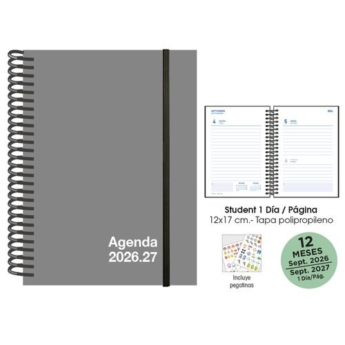 [18071262] AGENDA ESCOLAR 26-27 STUDENT 12X17 DP GRIS