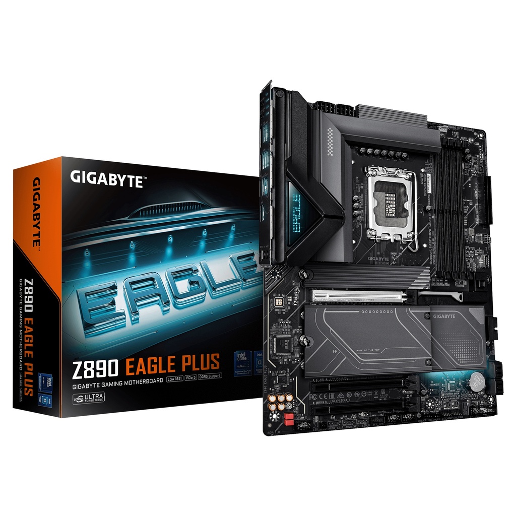 [Z890 EAGLE PLUS] Z890 EAGLE PLUS Placa Base  Compatible con procesadores Intel Core Ultra (Serie 2), VRM de 14+1+2 fases, hasta 9466 MHz DDR5 (OC), 1x PCIe 5.0 M.2 + 3x PCIe 4.0 M.2, LAN 2.5 GbE, USB4