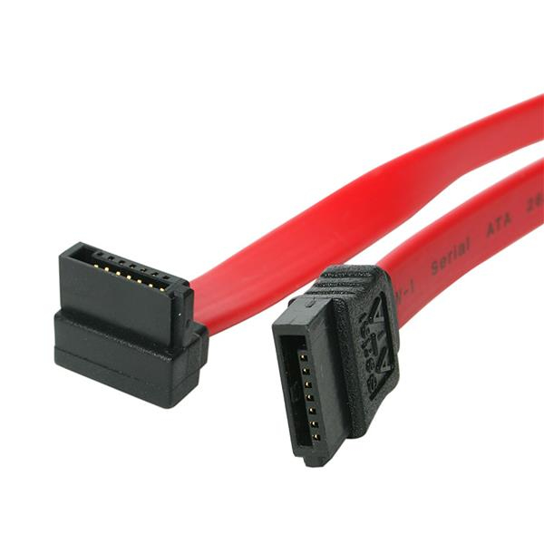 [SATA18RA1] Cable SATA 0,45m Acodado en Ángulo Recto - Rojo - 18in Pulgadas Cable Serial ATA