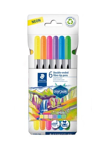 [3200 C6F] ESTUCHE CARTÓN CON 6 ROTULADORES DOBLE PUNTA COLORES NEÓN STAEDTLER 3200 C6F